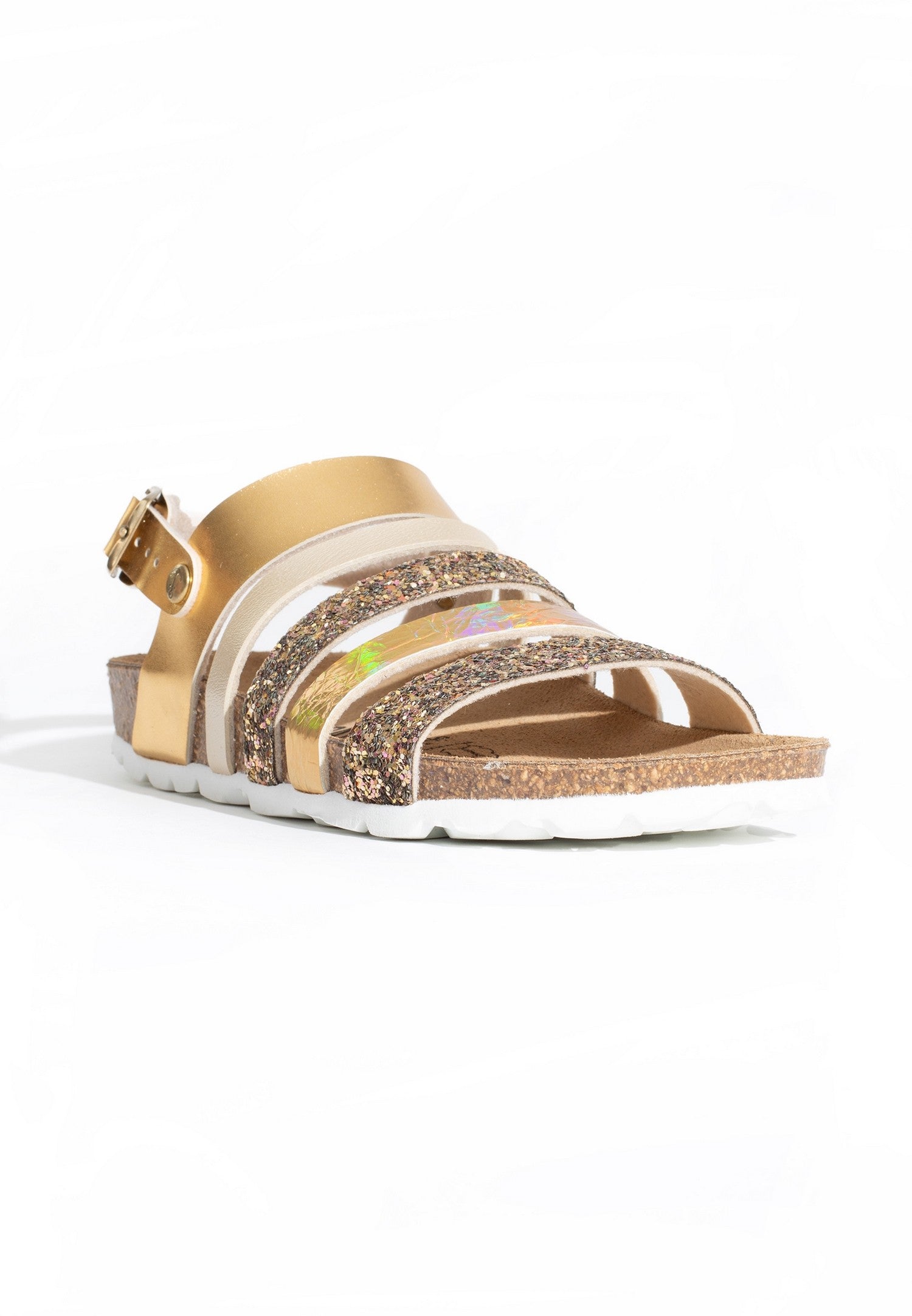 Sandalias Joy oro y purpurina