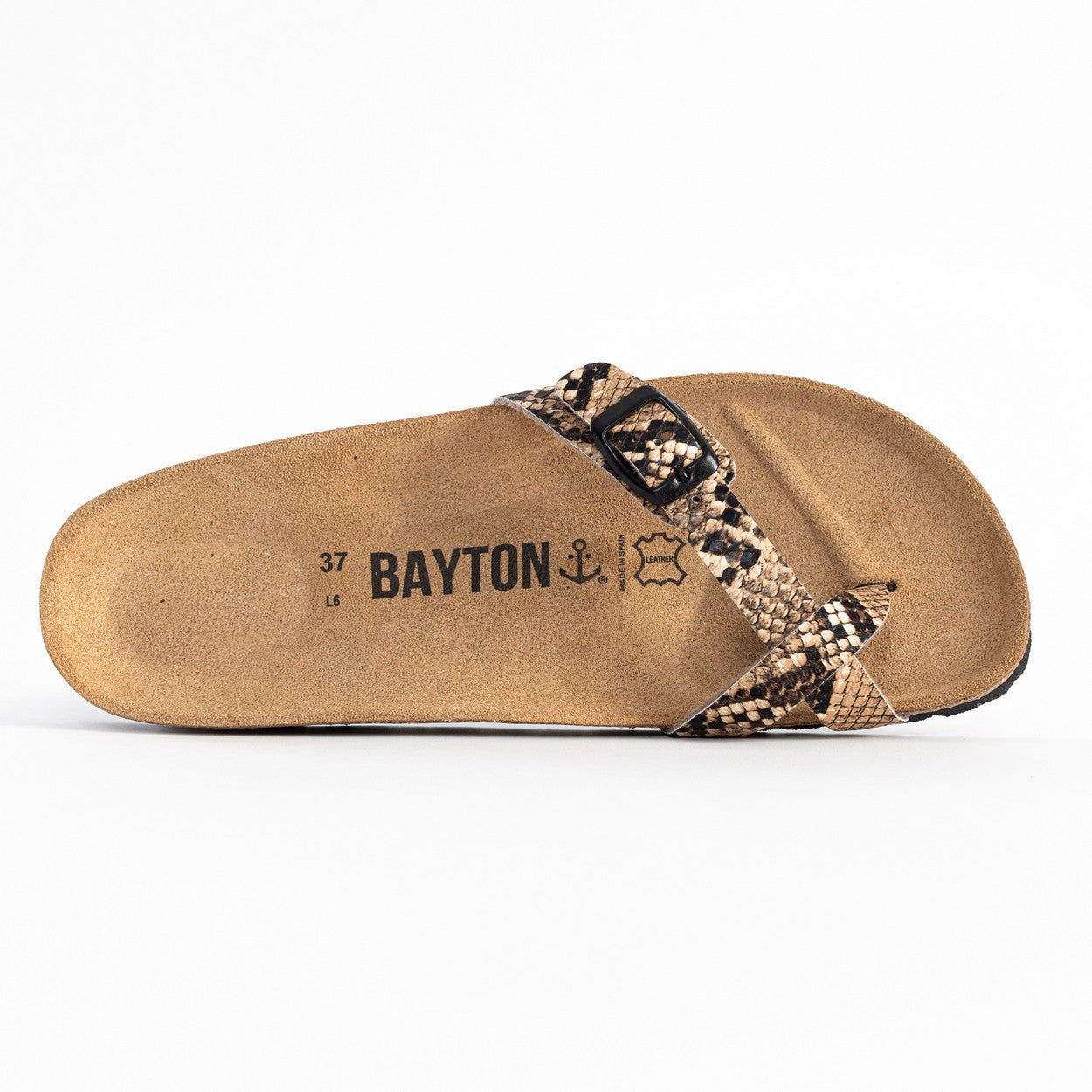 Junon Brown Python Toe-Thong Sandals