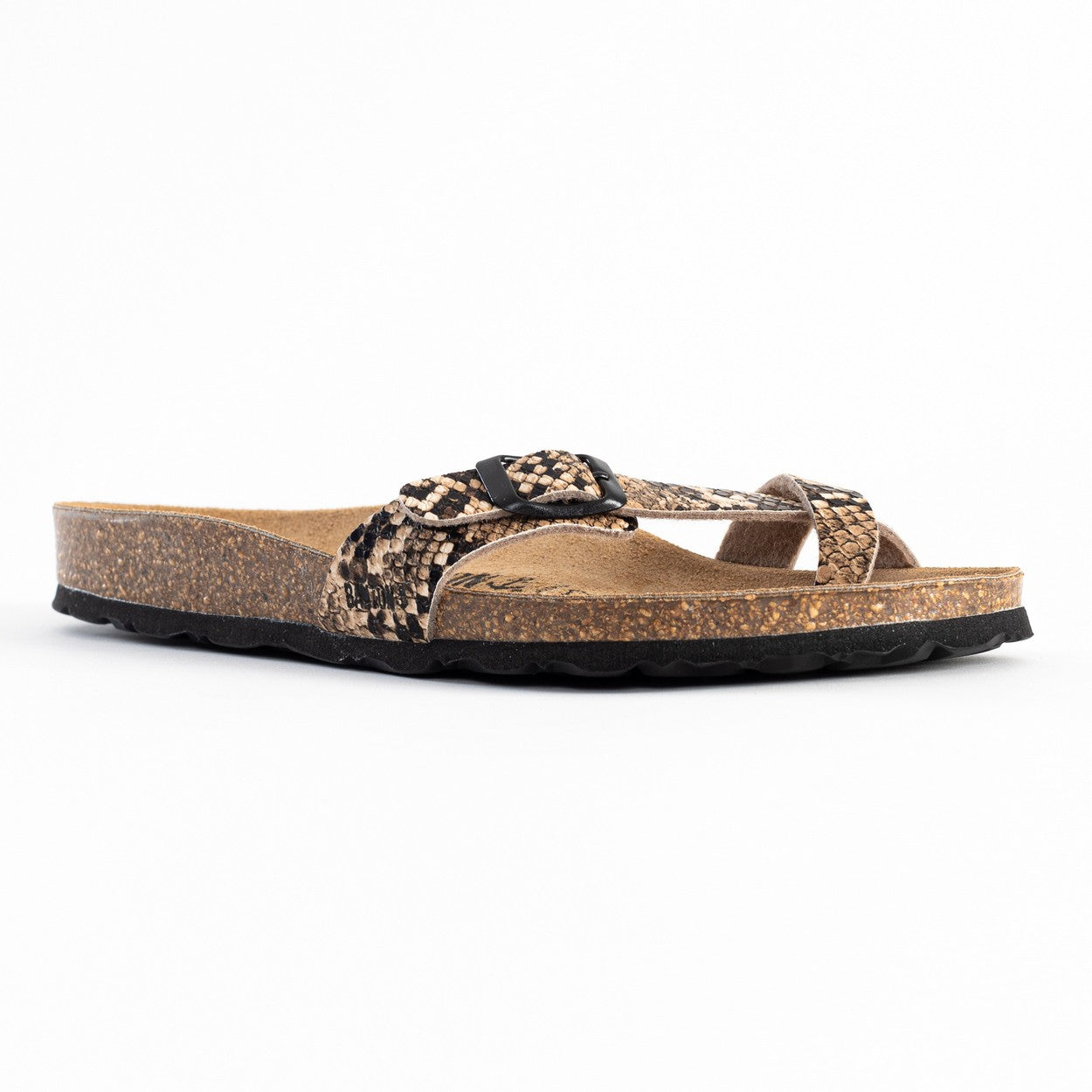 Junon Brown Python Toe-Thong Sandals