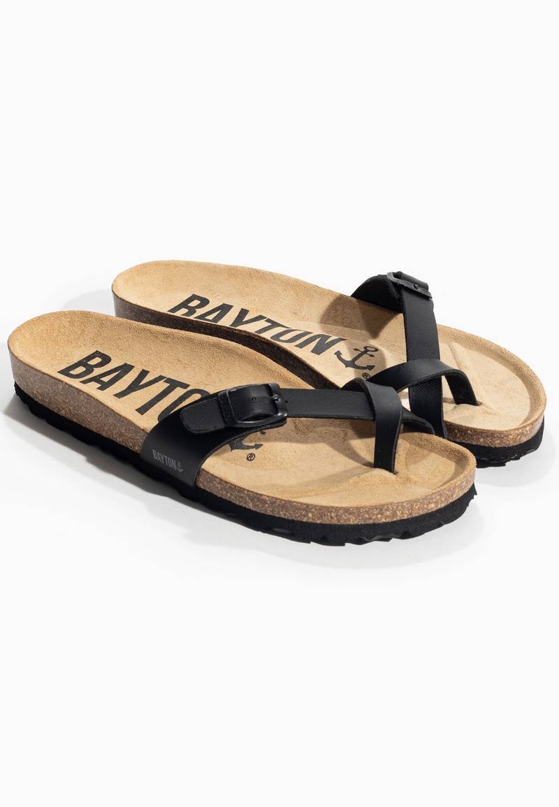 Black Junon Toe-Strap Sandals