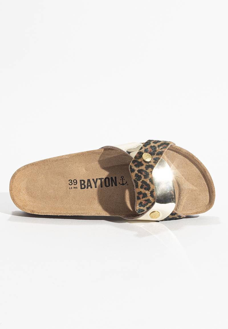 Klimt Leopard and Gold 1 Strap Sandals