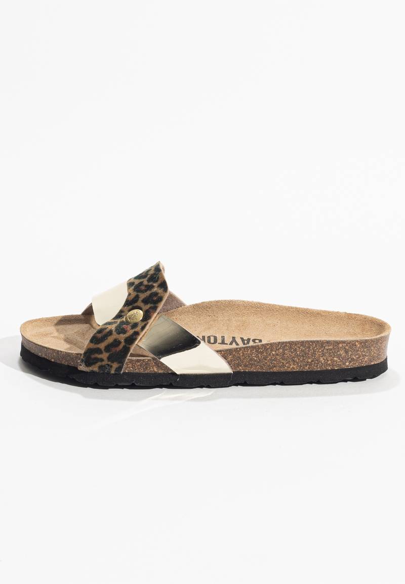 Klimt Leopard and Gold 1 Strap Sandals