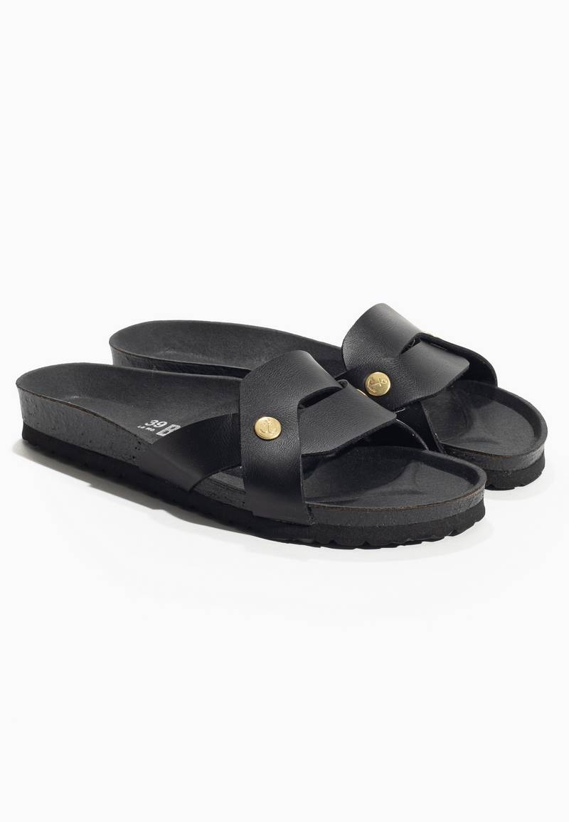 Klimt Black 1 Strap Sandals