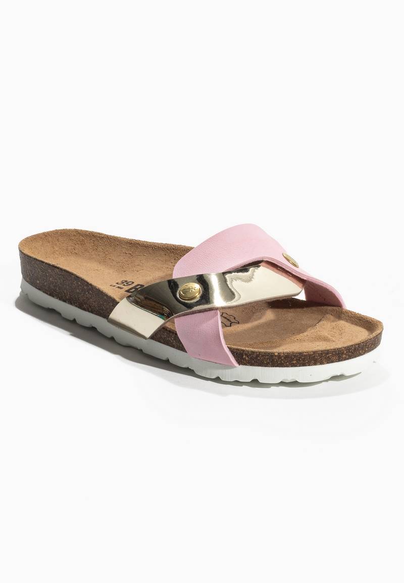 Klimt Pink and Gold 1 Strap Sandals