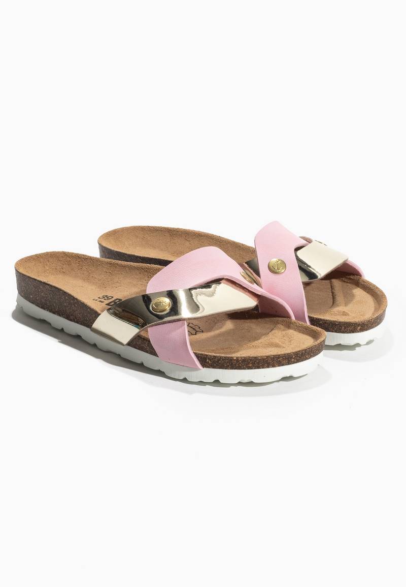 Klimt Pink and Gold 1 Strap Sandals