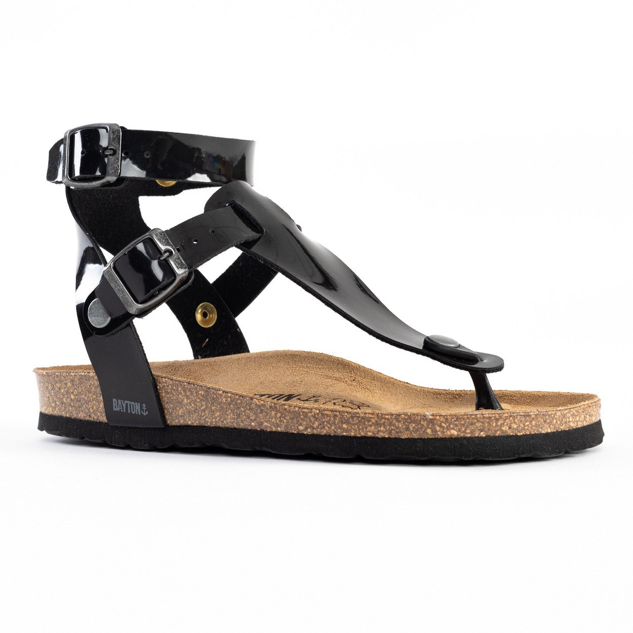 Kwinana Black Multi-Strap Toe-Thong Sandals