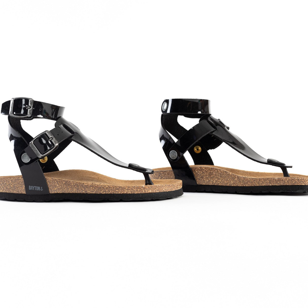 Kwinana Black Multi-Strap Toe-Thong Sandals