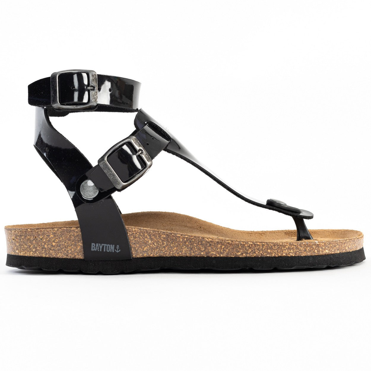 Kwinana Black Multi-Strap Toe-Thong Sandals