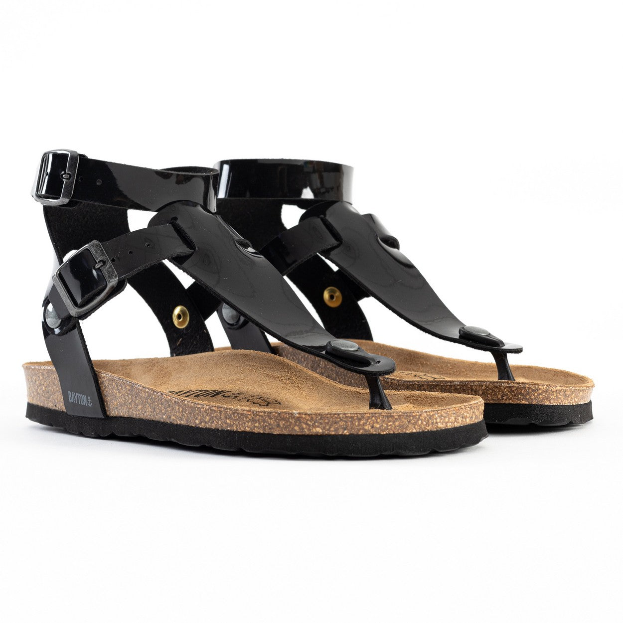 Kwinana Black Multi-Strap Toe-Thong Sandals