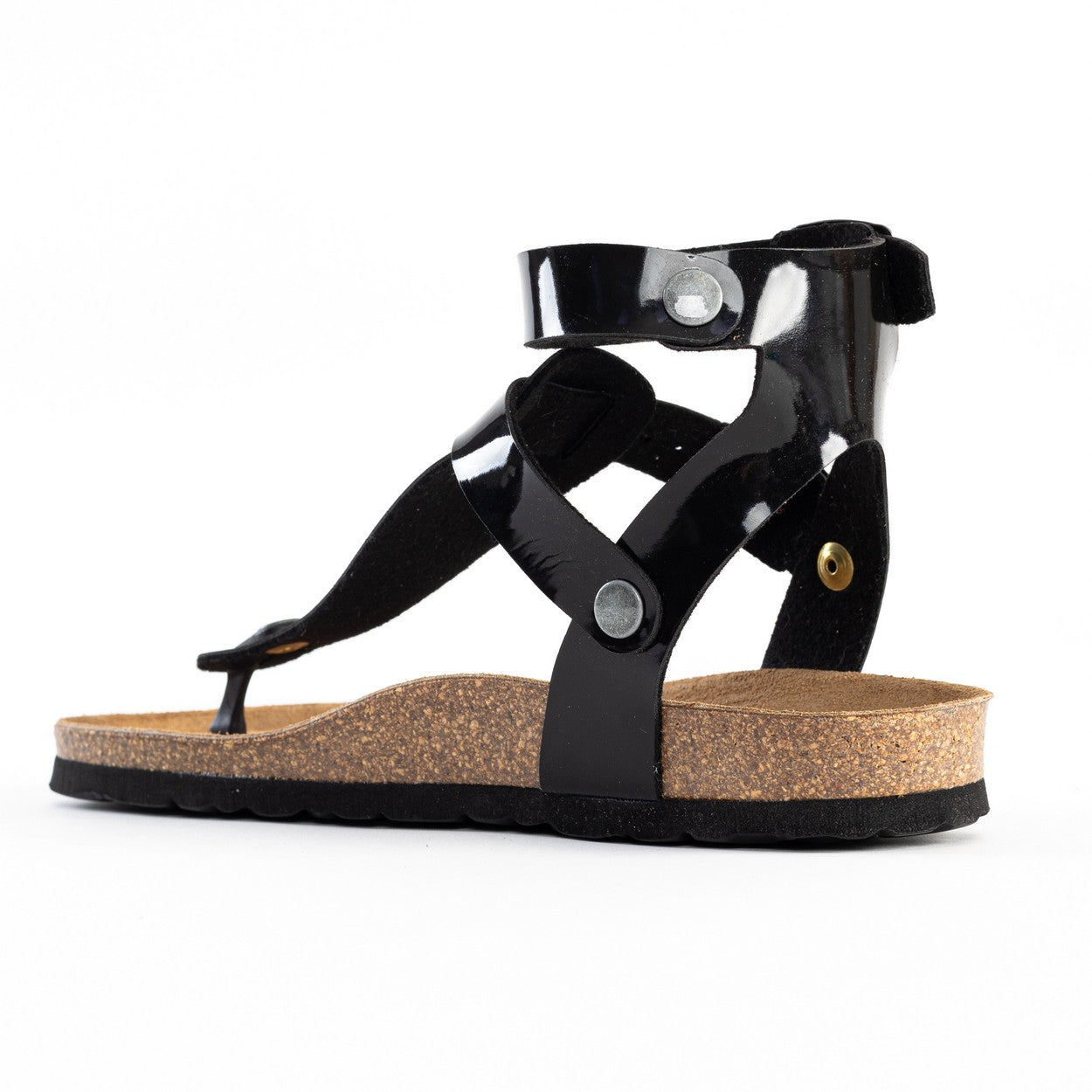 Kwinana Black Multi-Strap Toe-Thong Sandals