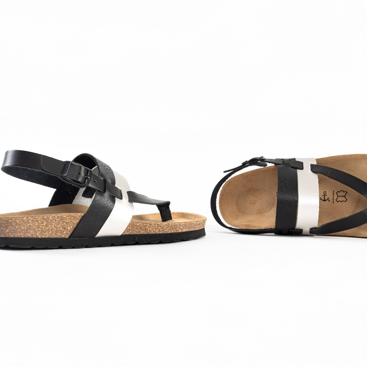 Lajas Black and Silver Toe-Thong Sandals