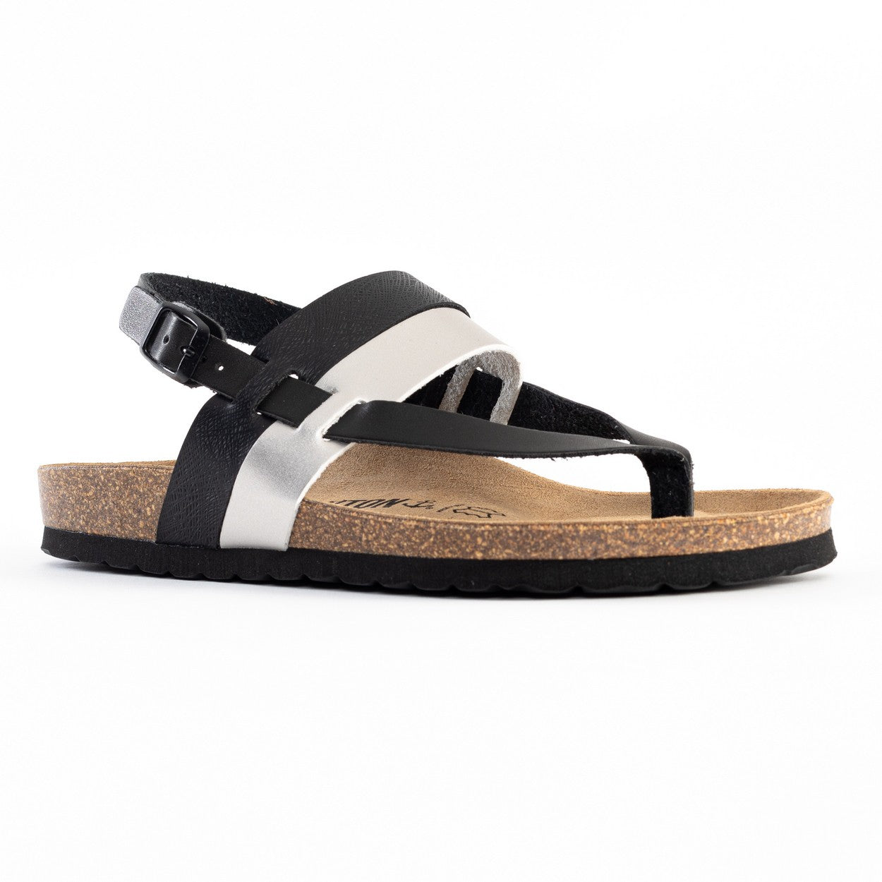 Lajas Black and Silver Toe-Thong Sandals