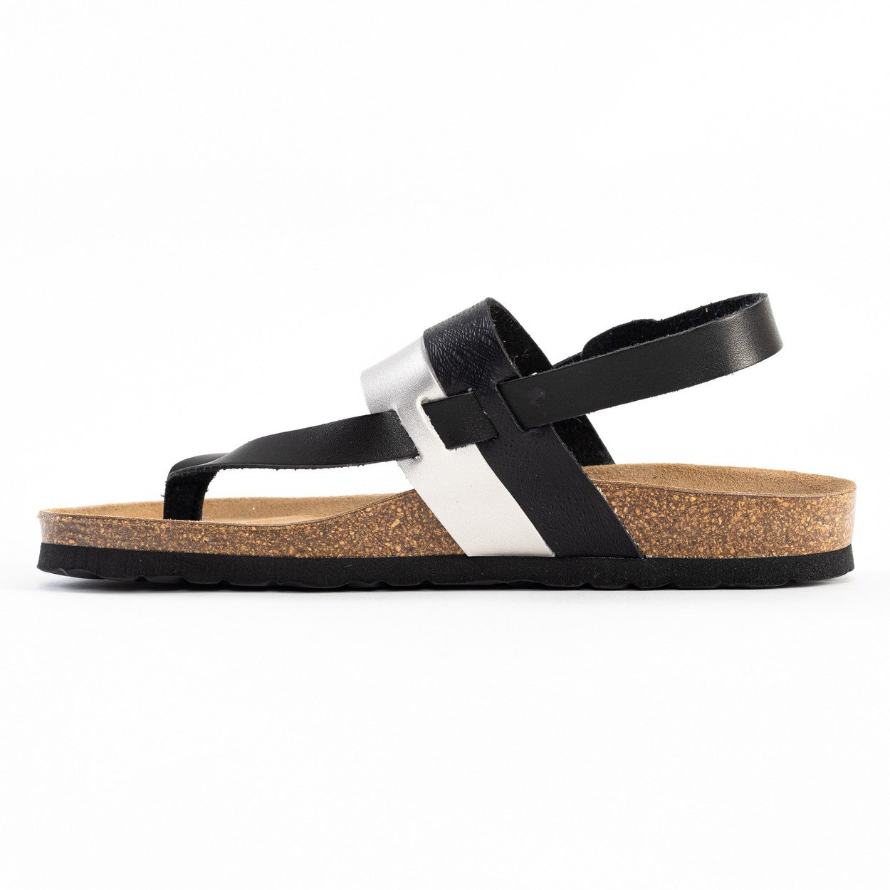 Lajas Black and Silver Toe-Thong Sandals