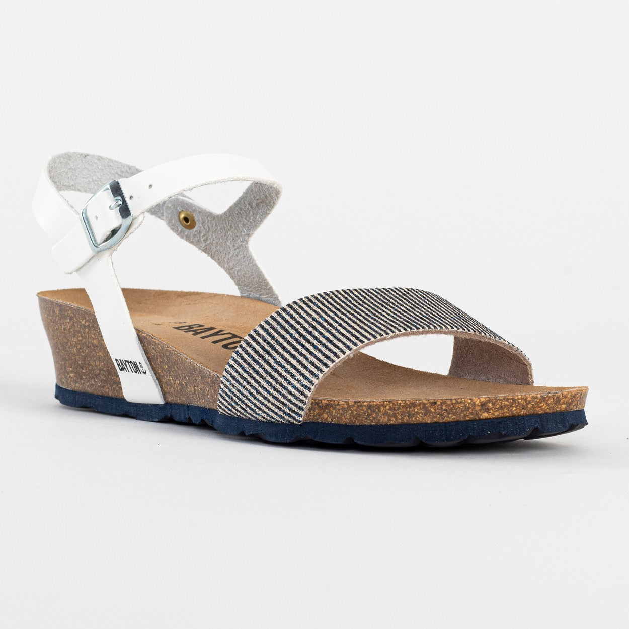 Leganes White and Navy Blue Wedge and Semi-Wedge Sandals