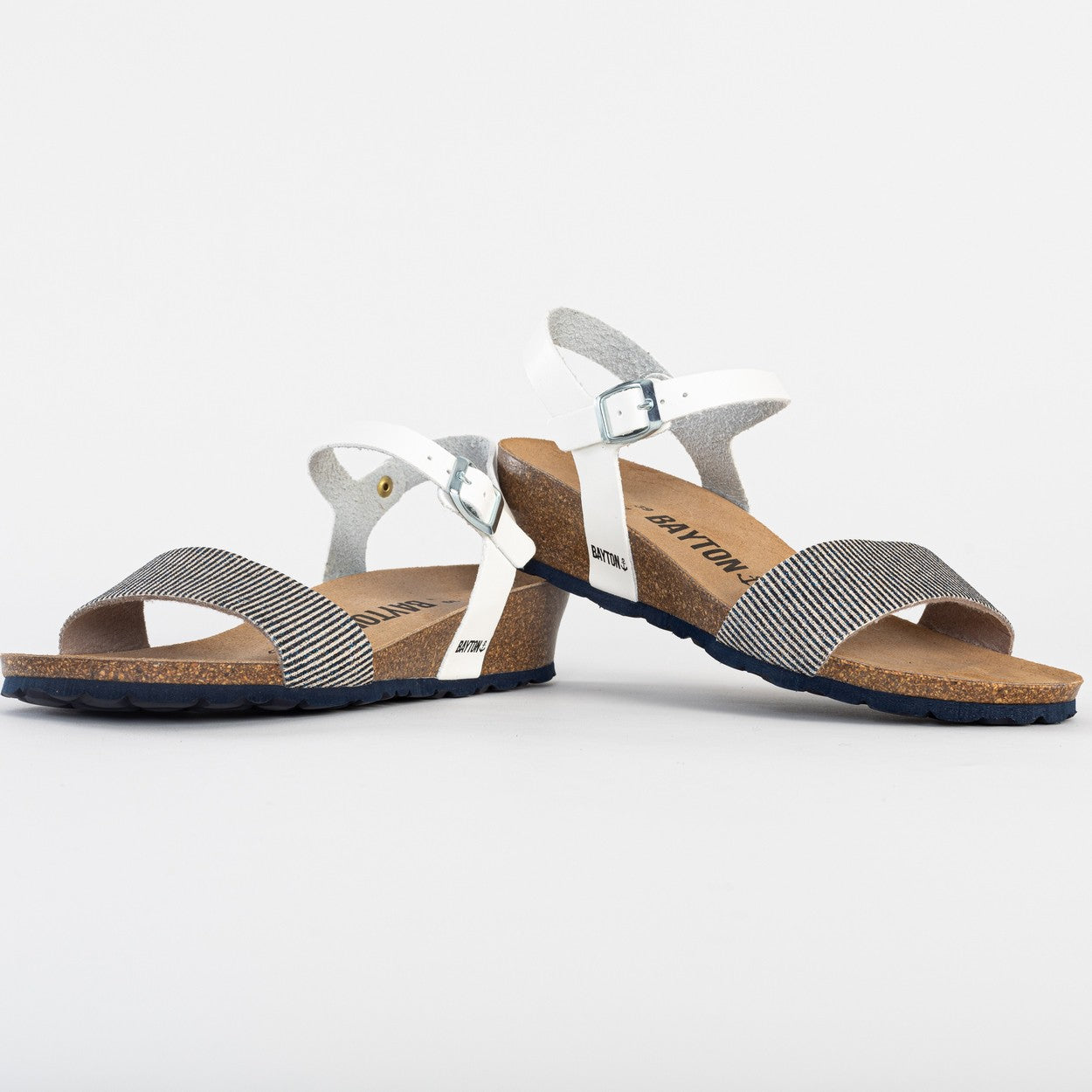 Leganes White and Navy Blue Wedge and Semi-Wedge Sandals