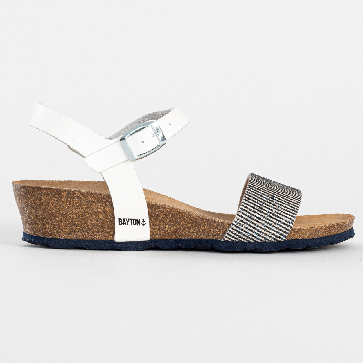 Leganes White and Navy Blue Wedge and Semi-Wedge Sandals