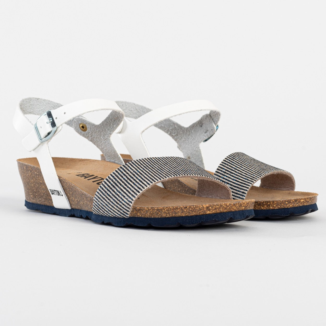 Leganes White and Navy Blue Wedge and Semi-Wedge Sandals