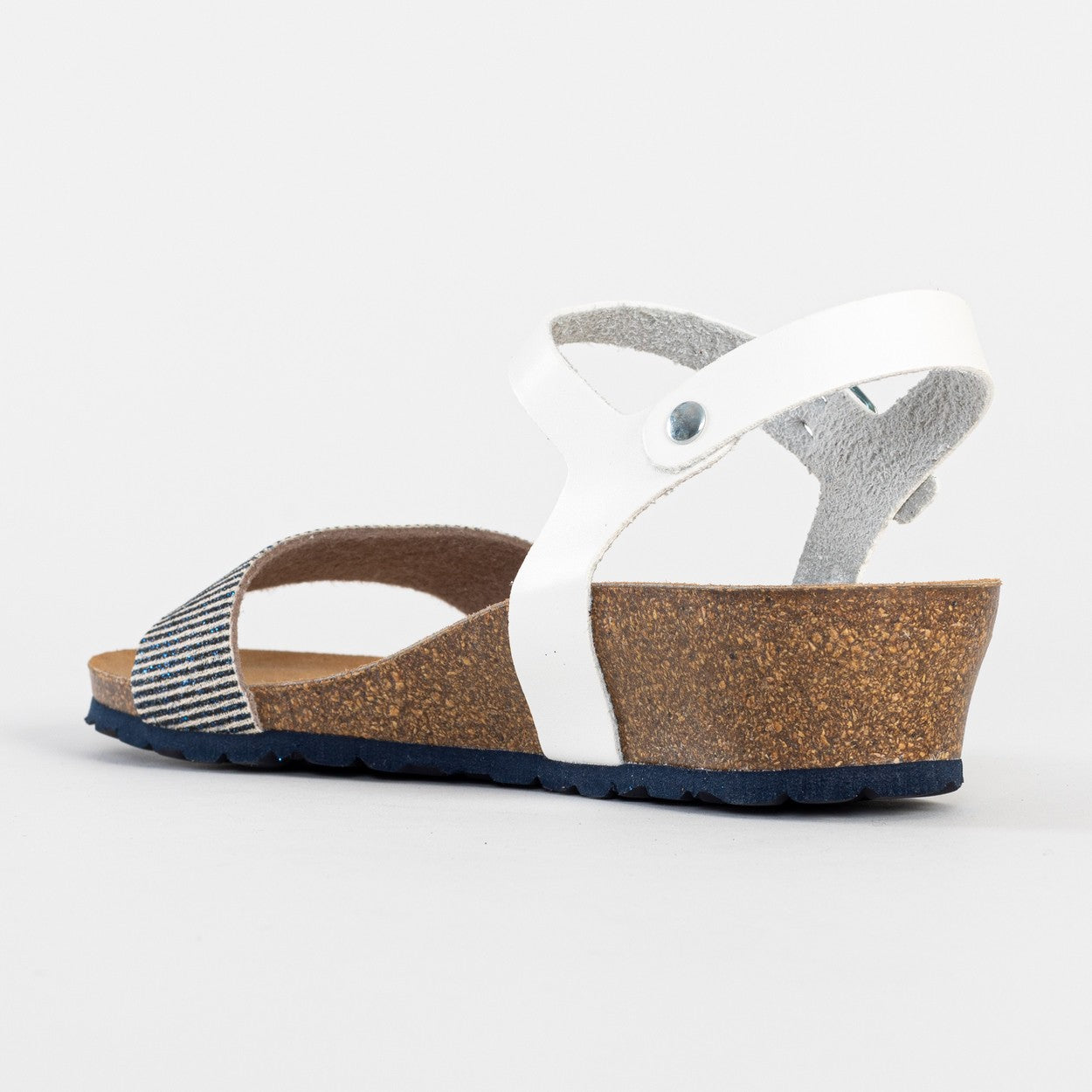 Leganes White and Navy Blue Wedge and Semi-Wedge Sandals