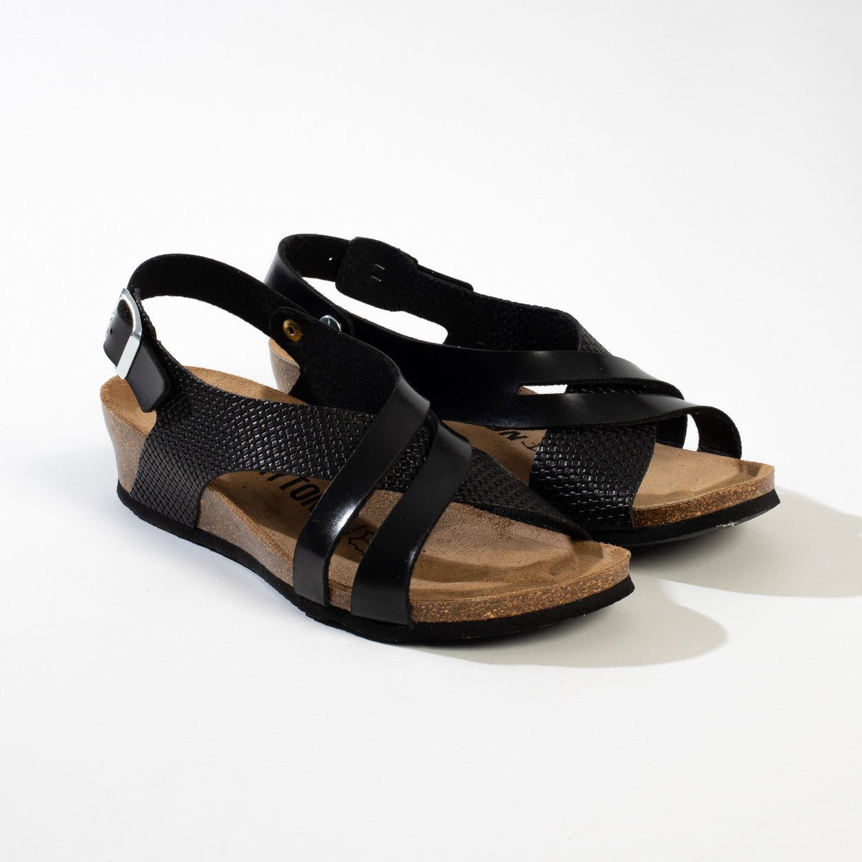 Lucena Black Wedge and Semi-Wedge Sandals