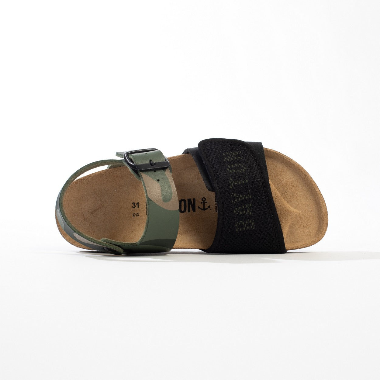 Medici Black and Khaki Multi-Strap Sandals