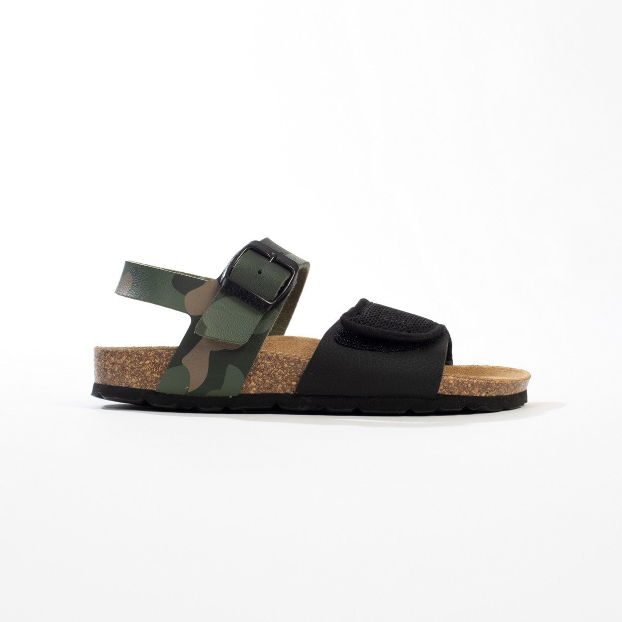 Medici Black and Khaki Multi-Strap Sandals