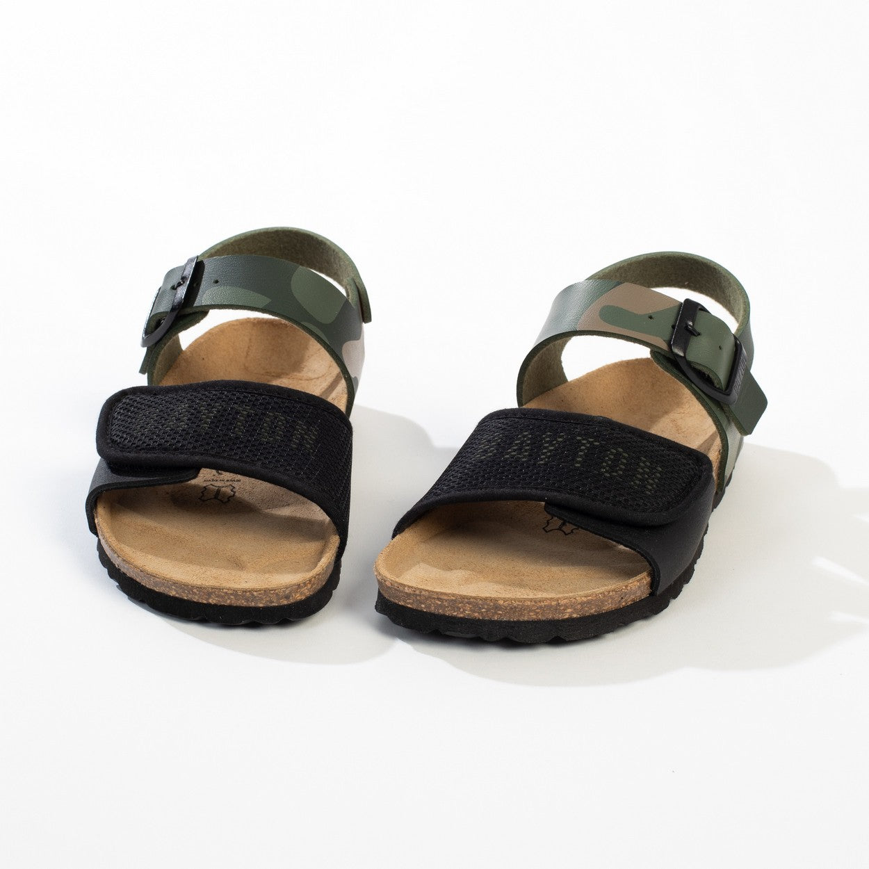 Medici Black and Khaki Multi-Strap Sandals