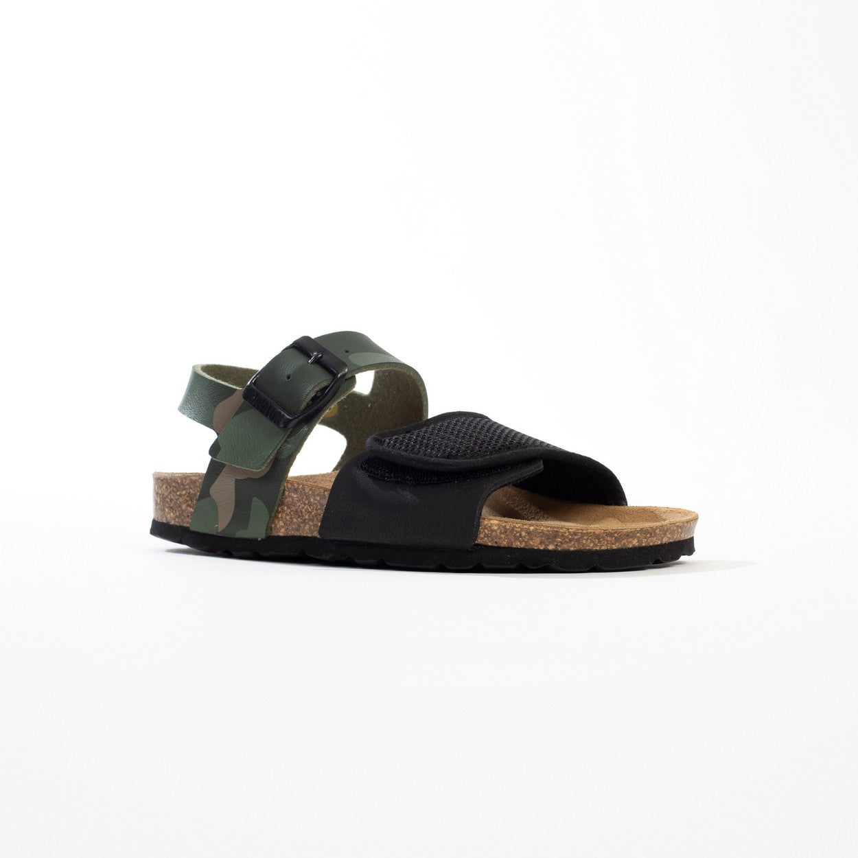 Medici Black and Khaki Multi-Strap Sandals