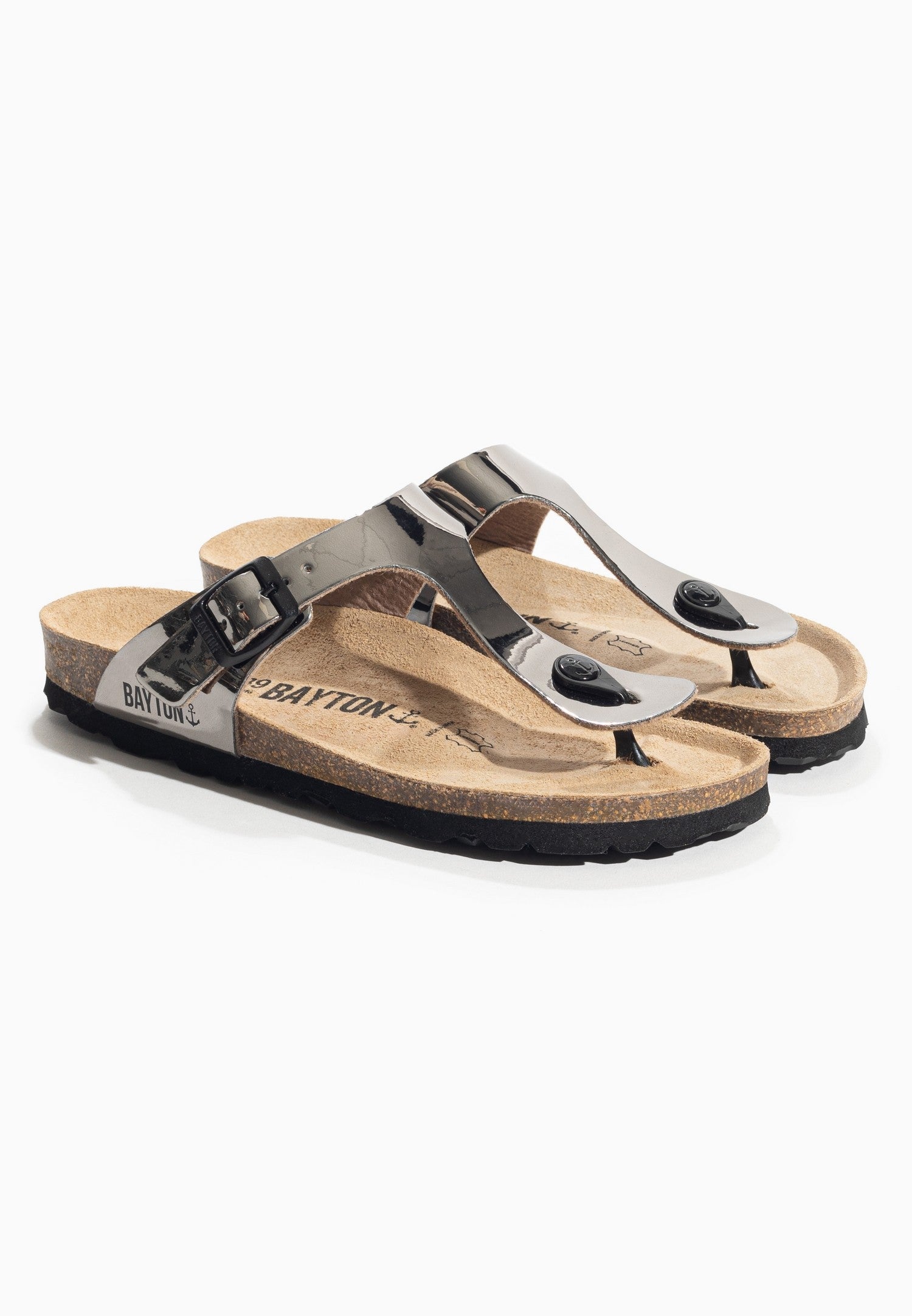 Melia Dark Silver Toe-Thong Sandals