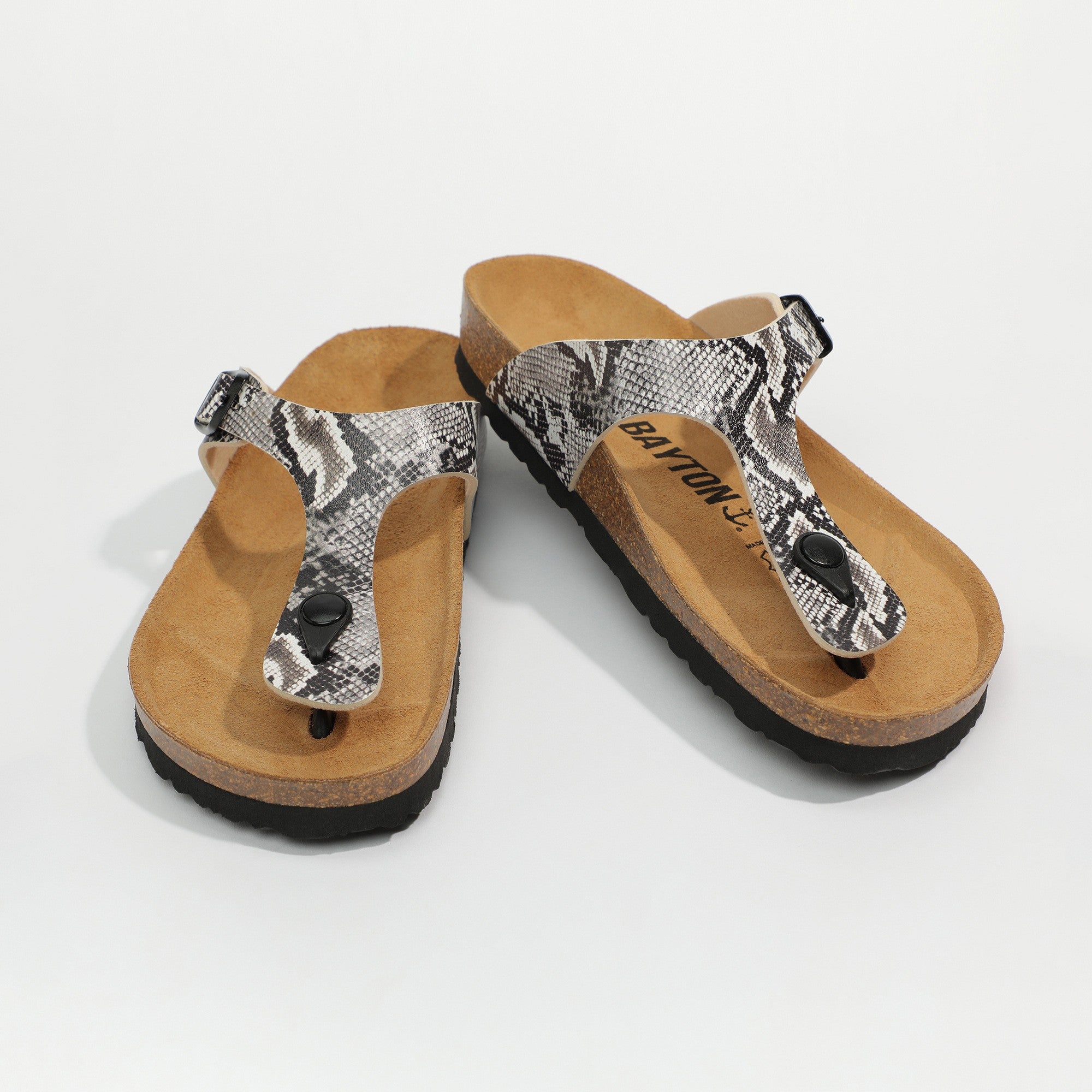 Black Python Mercure Toe-Thong Sandals