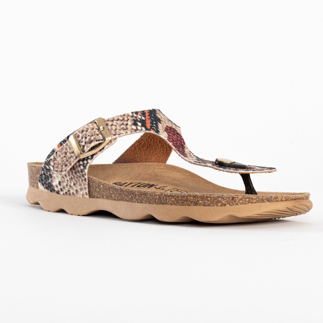 Beige Python Mercure Toe-Thong Sandals