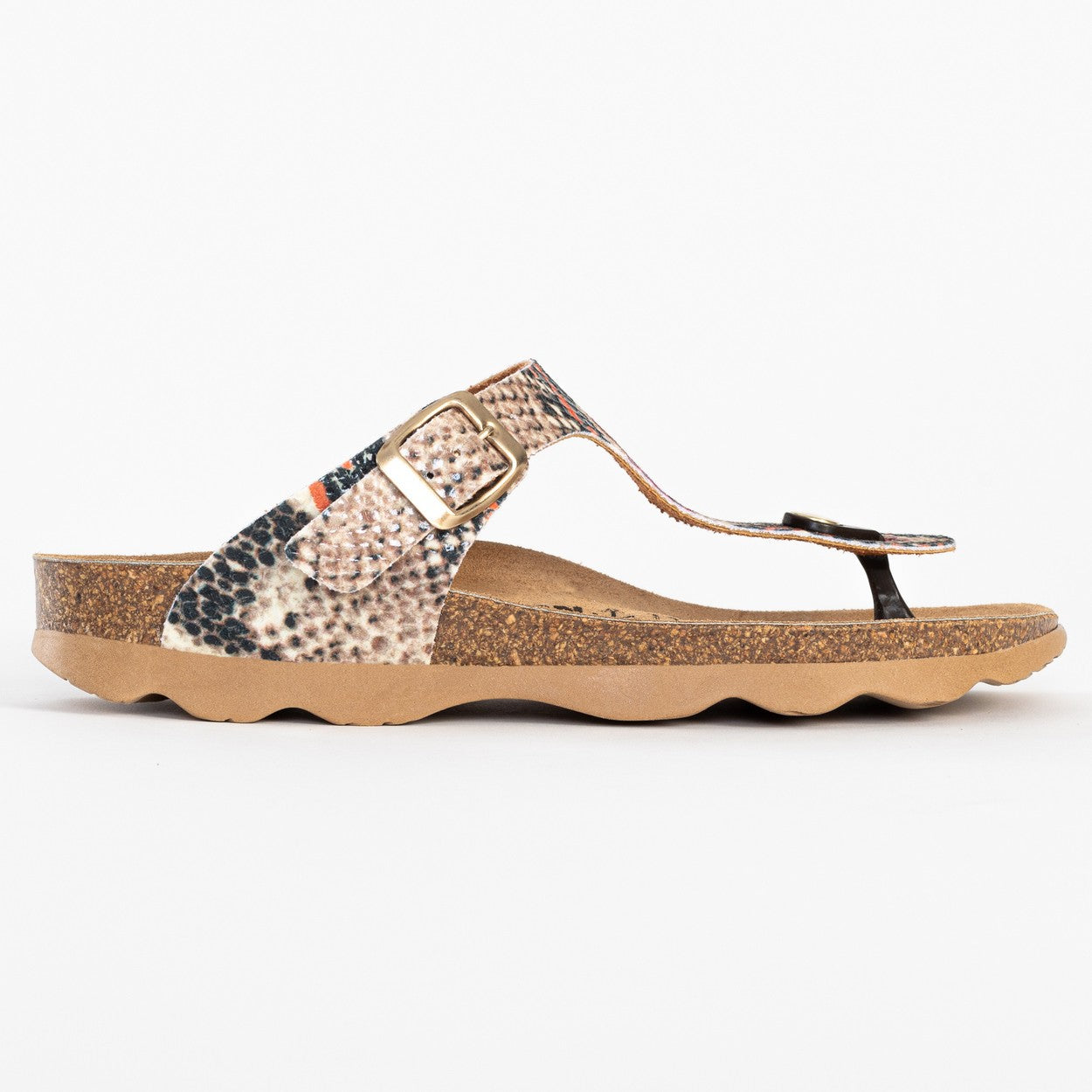 Beige Python Mercure Toe-Thong Sandals