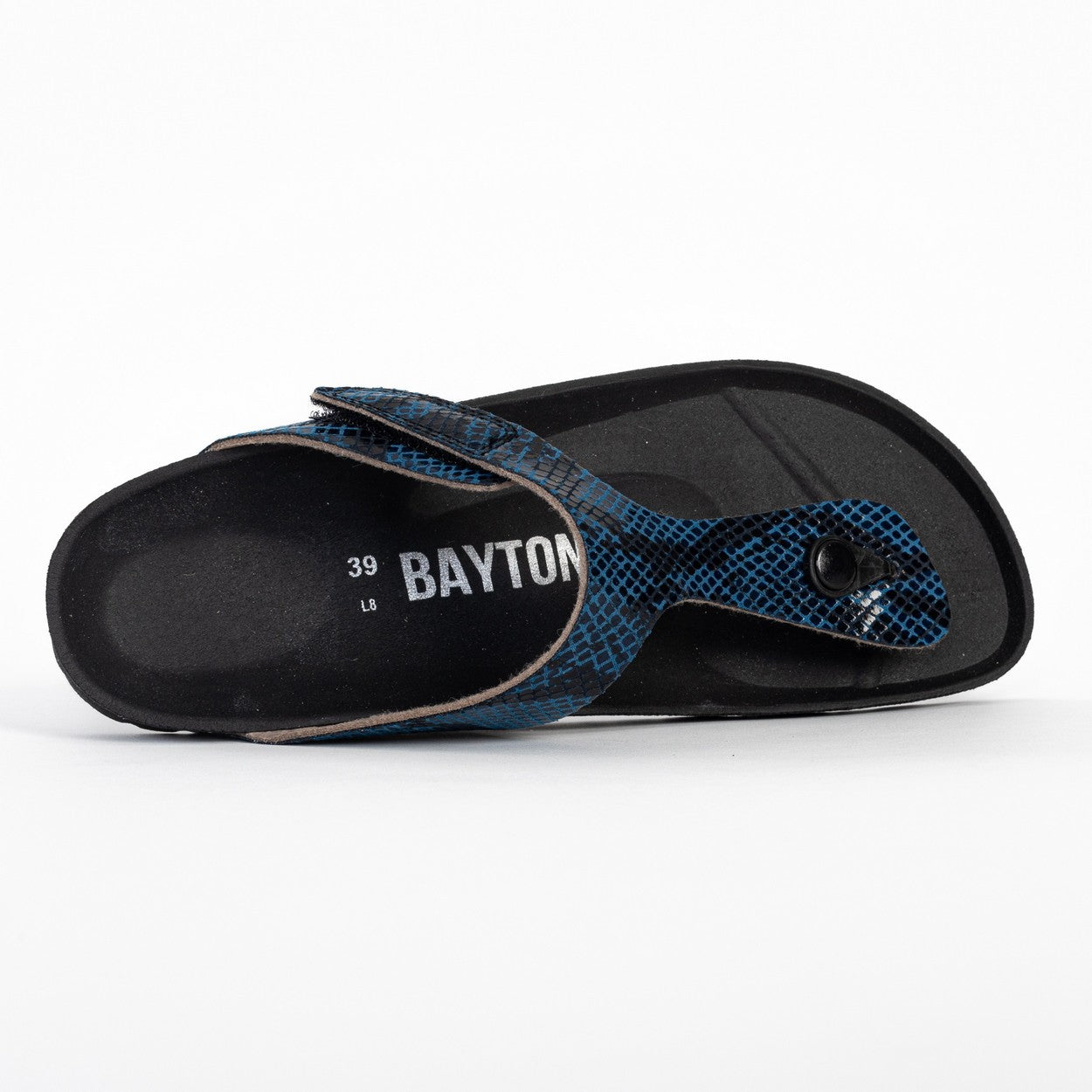 Blue Python Mercure Toe-Thong Sandals