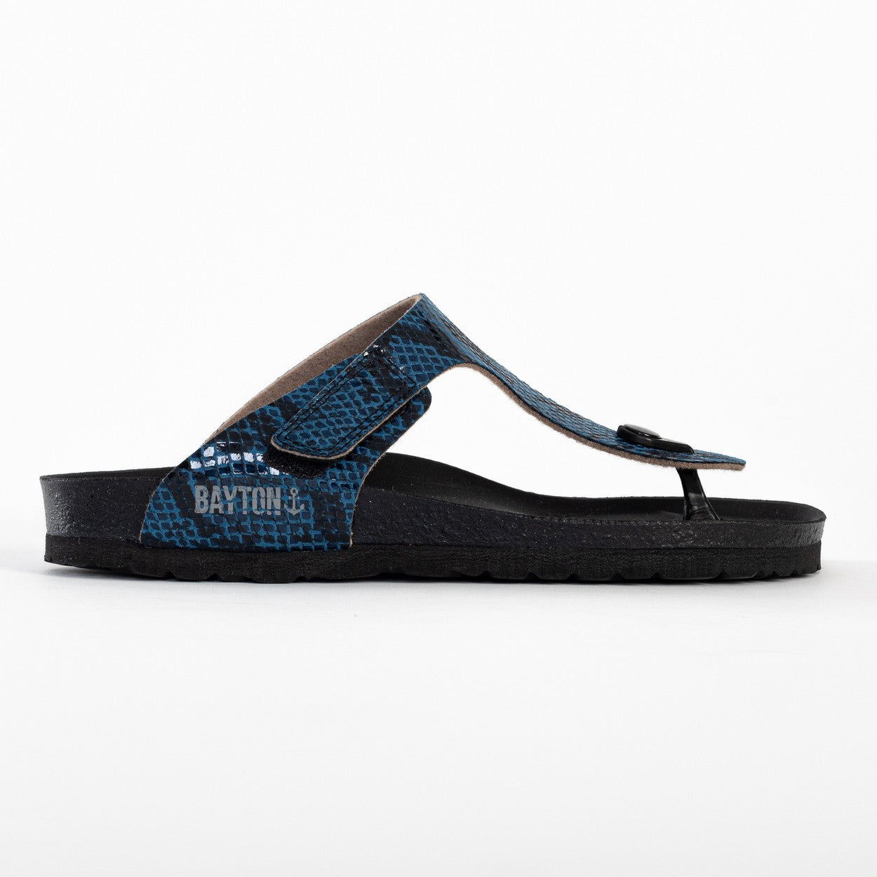 Blue Python Mercure Toe-Thong Sandals