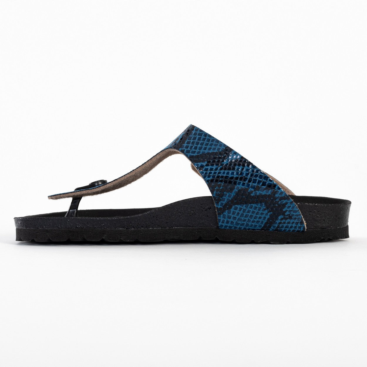 Blue Python Mercure Toe-Thong Sandals