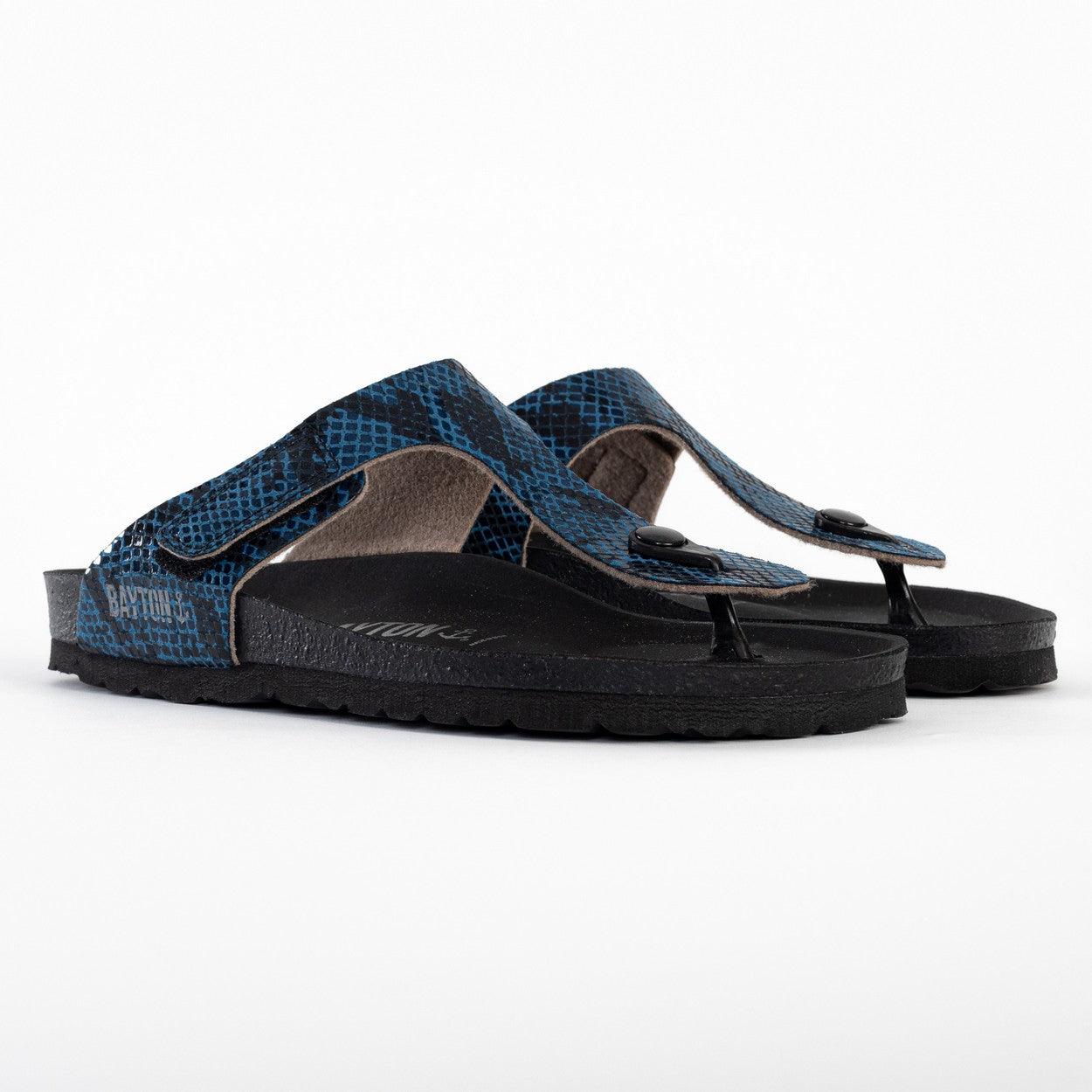 Blue Python Mercure Toe-Thong Sandals