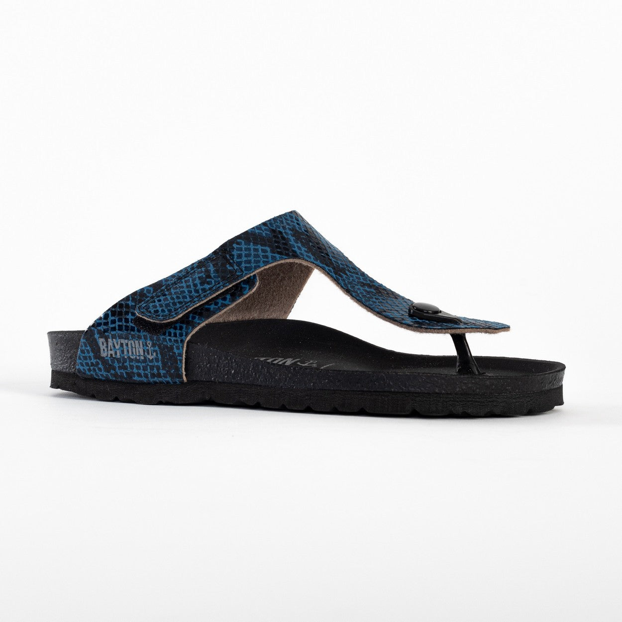 Blue Python Mercure Toe-Thong Sandals