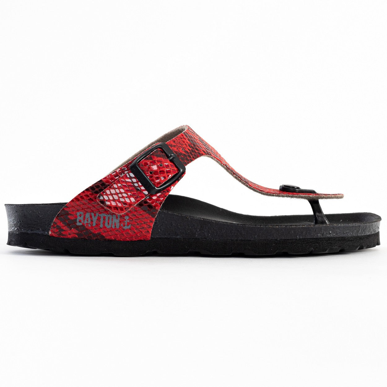 Sandalias con puntera de pitón rojo mercurio