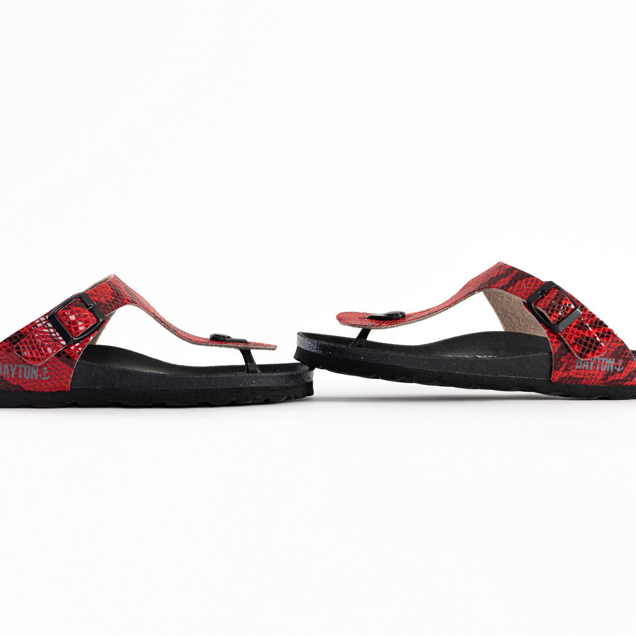 Sandalias con puntera de pitón rojo mercurio