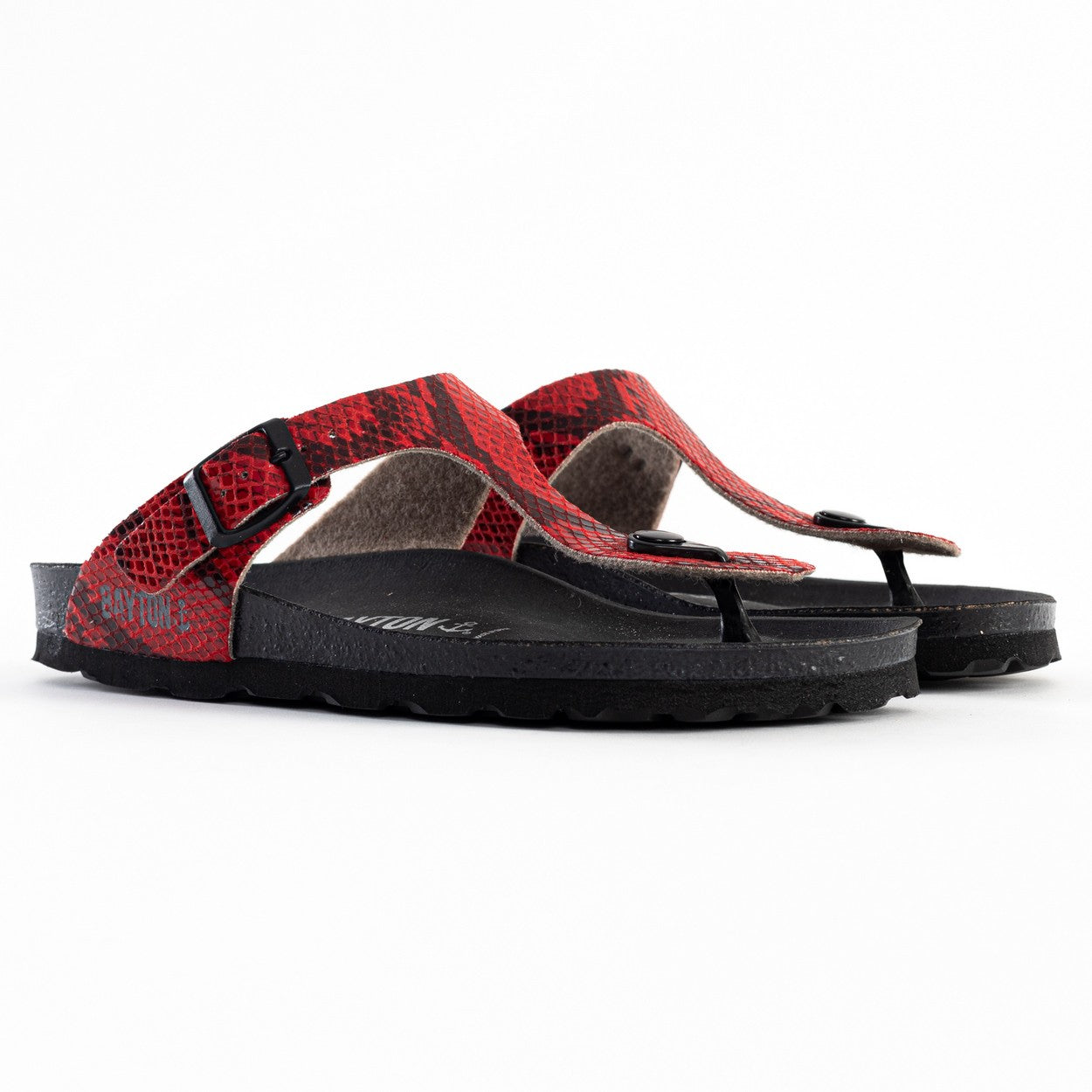 Sandalias con puntera de pitón rojo mercurio