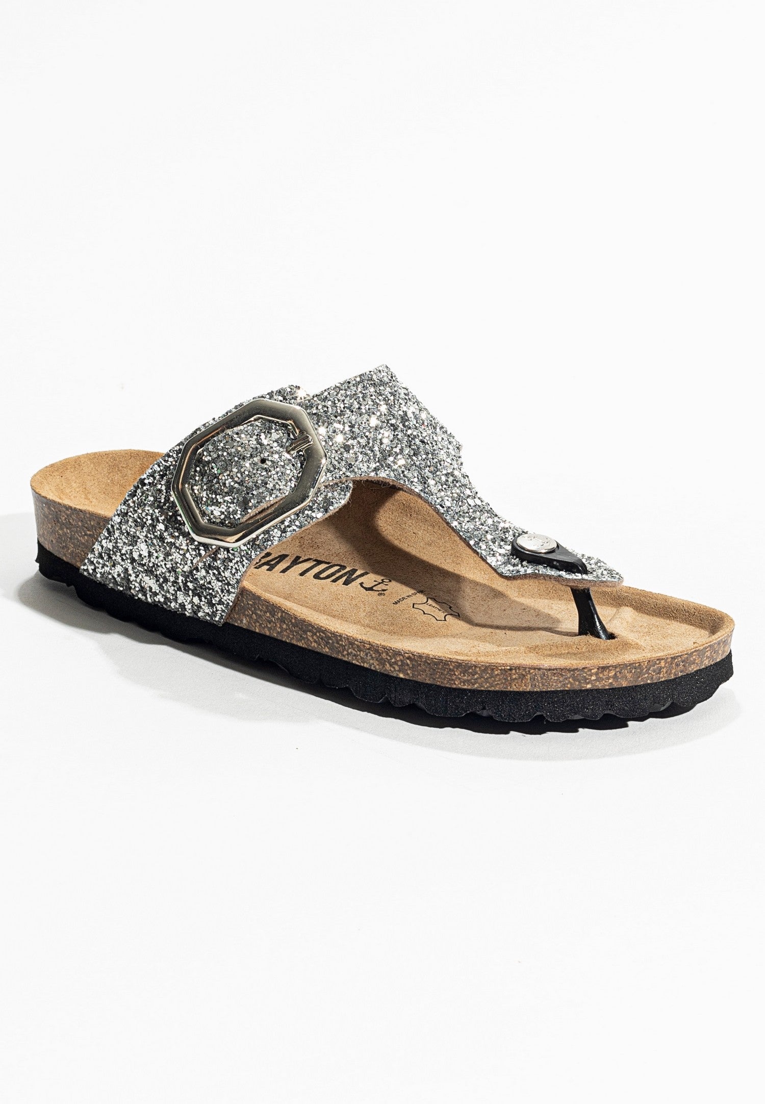 Silver Glitter Mercury Sandals with Toe Post