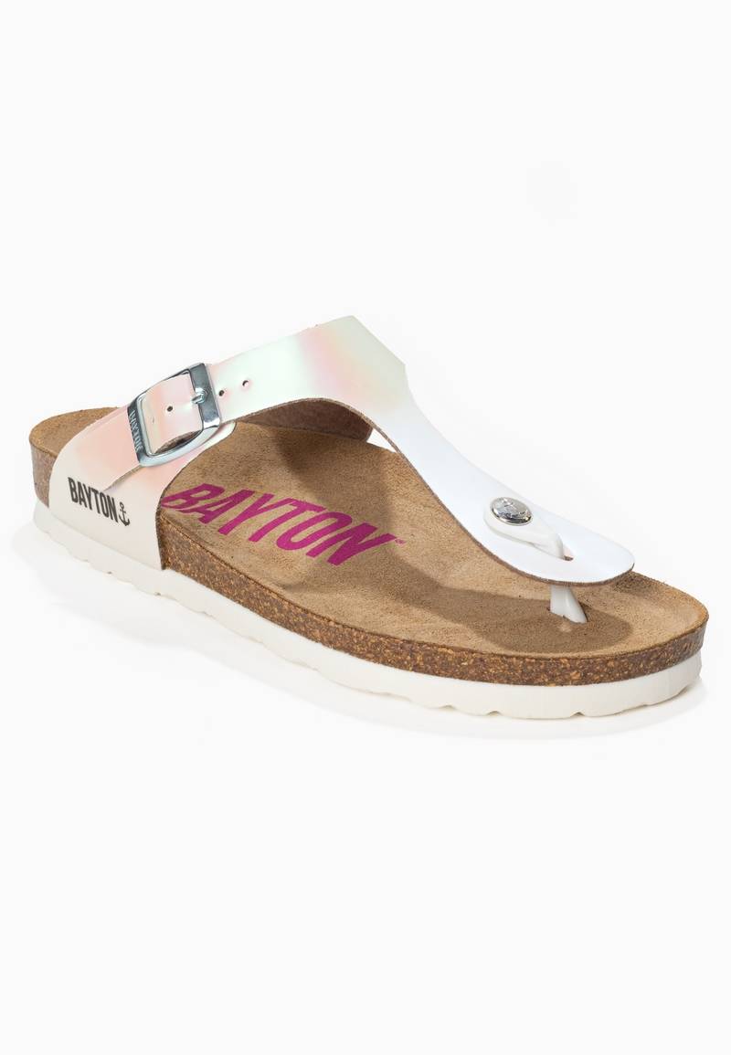 Mercury White Holographic Toe Post Sandals