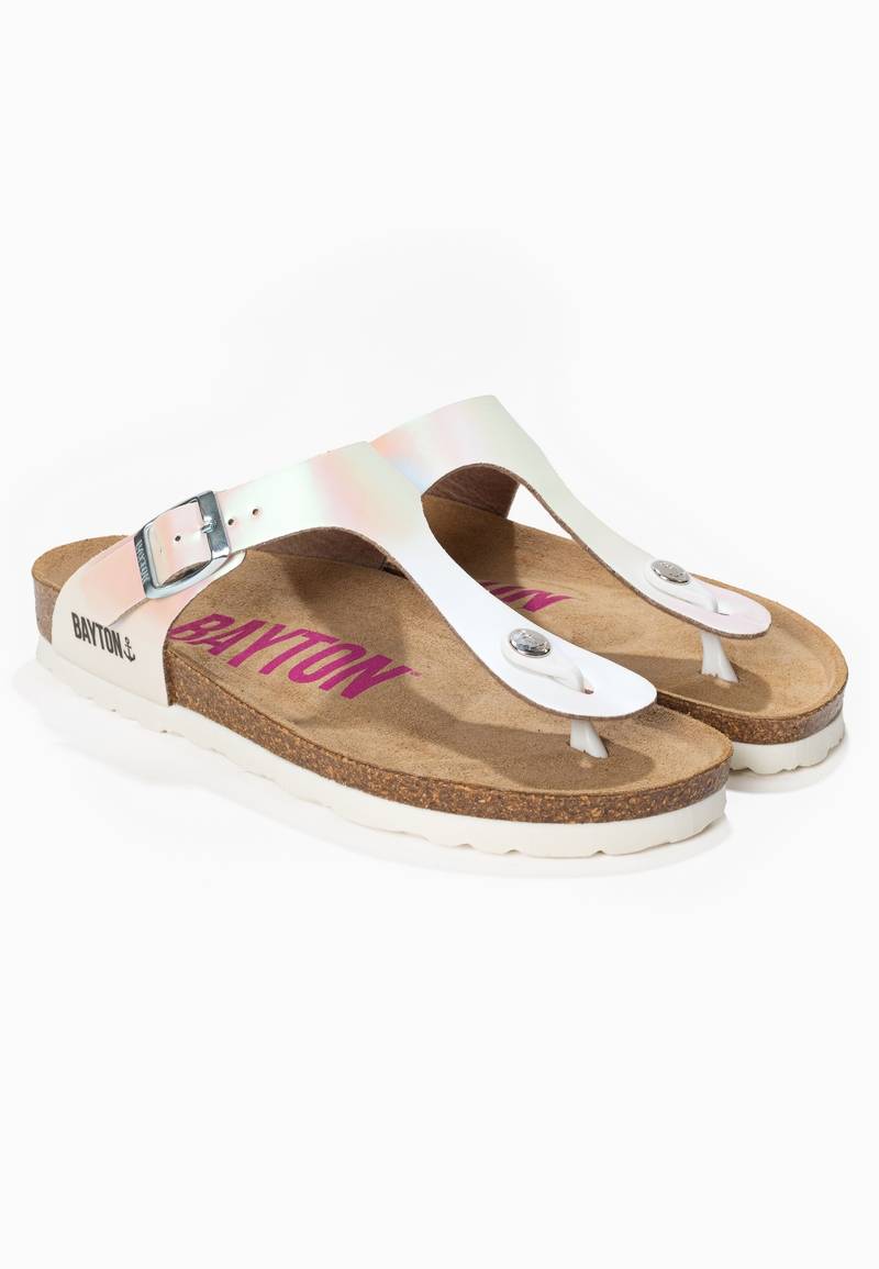 Mercury White Holographic Toe Post Sandals