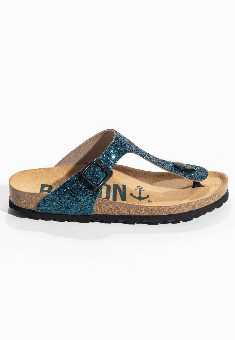 Sandalias con purpurina azul mercurio