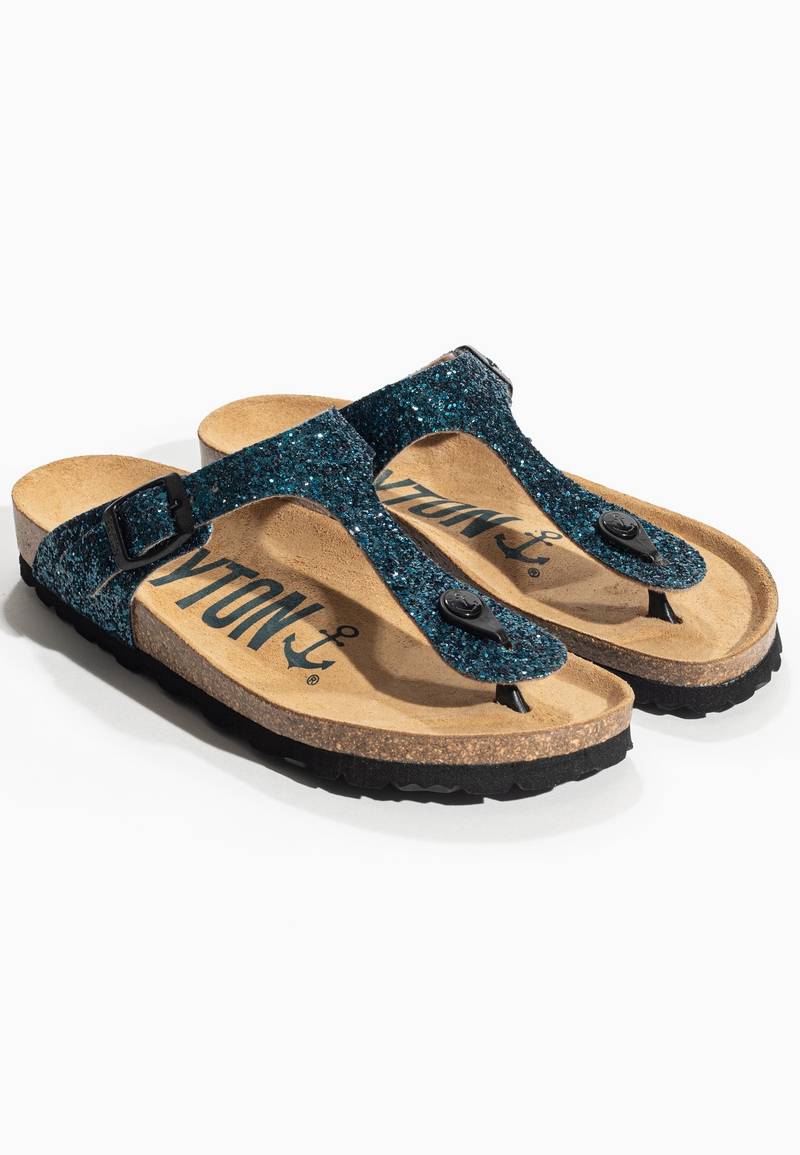 Blue Mercury Glittery Toe Post Sandals