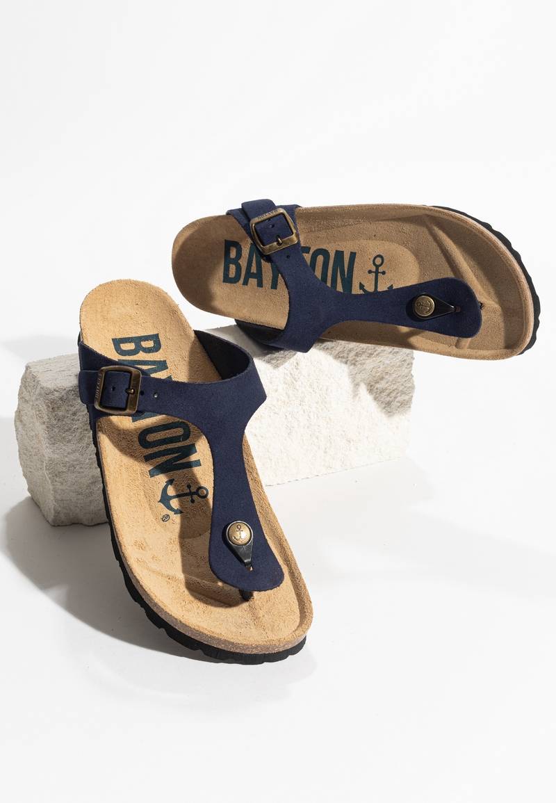 Navy Blue Mercury Sandals with Toe Post