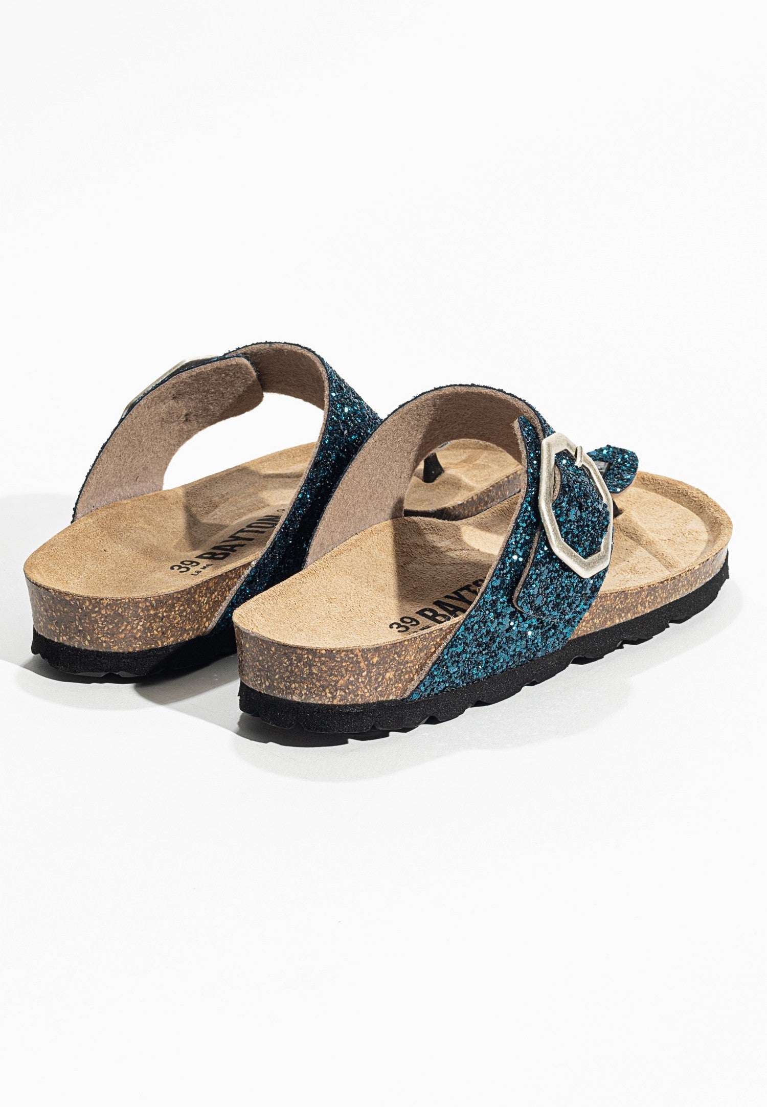 Sandalias con purpurina azul mercurio