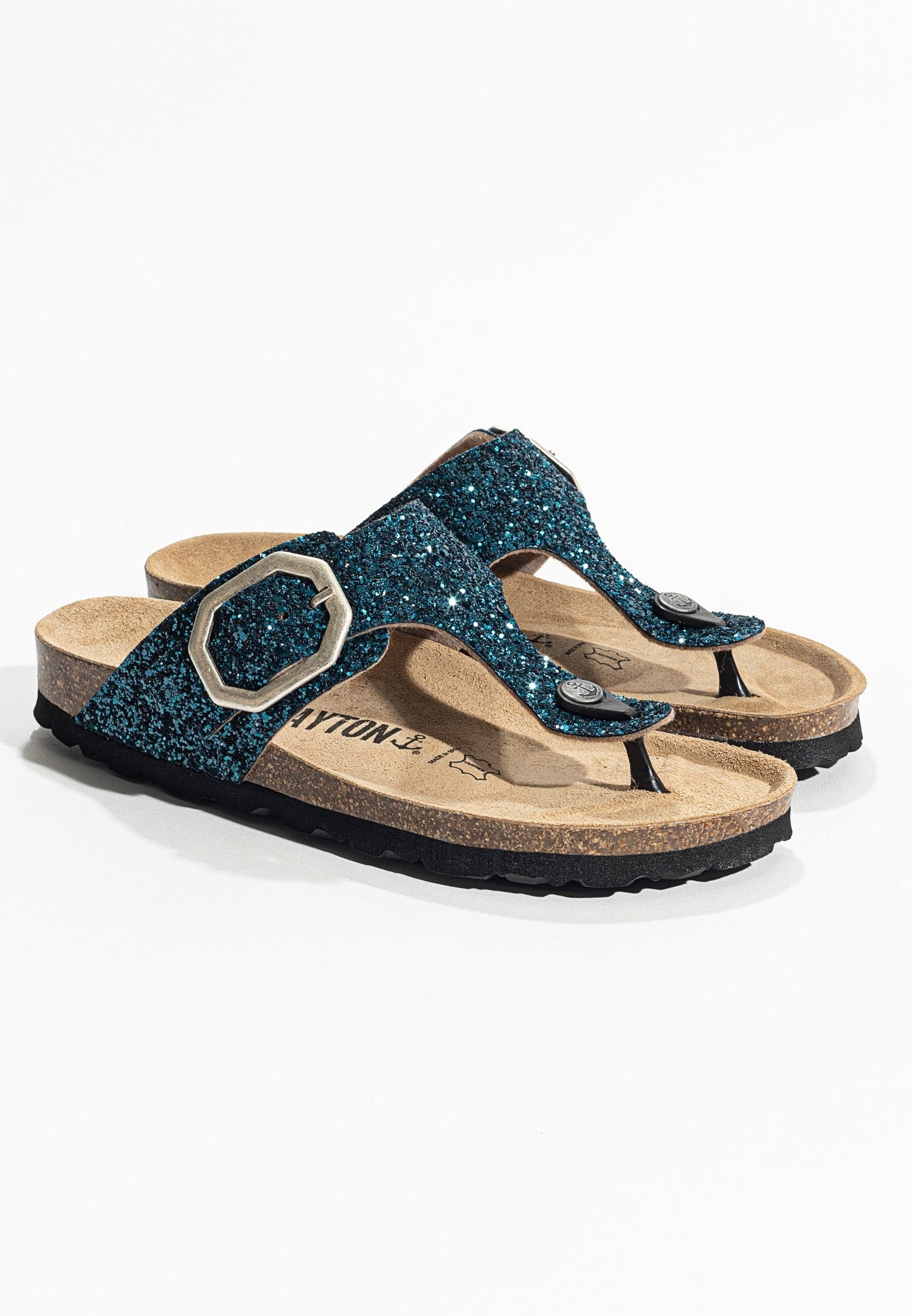 Sandalias con purpurina azul mercurio