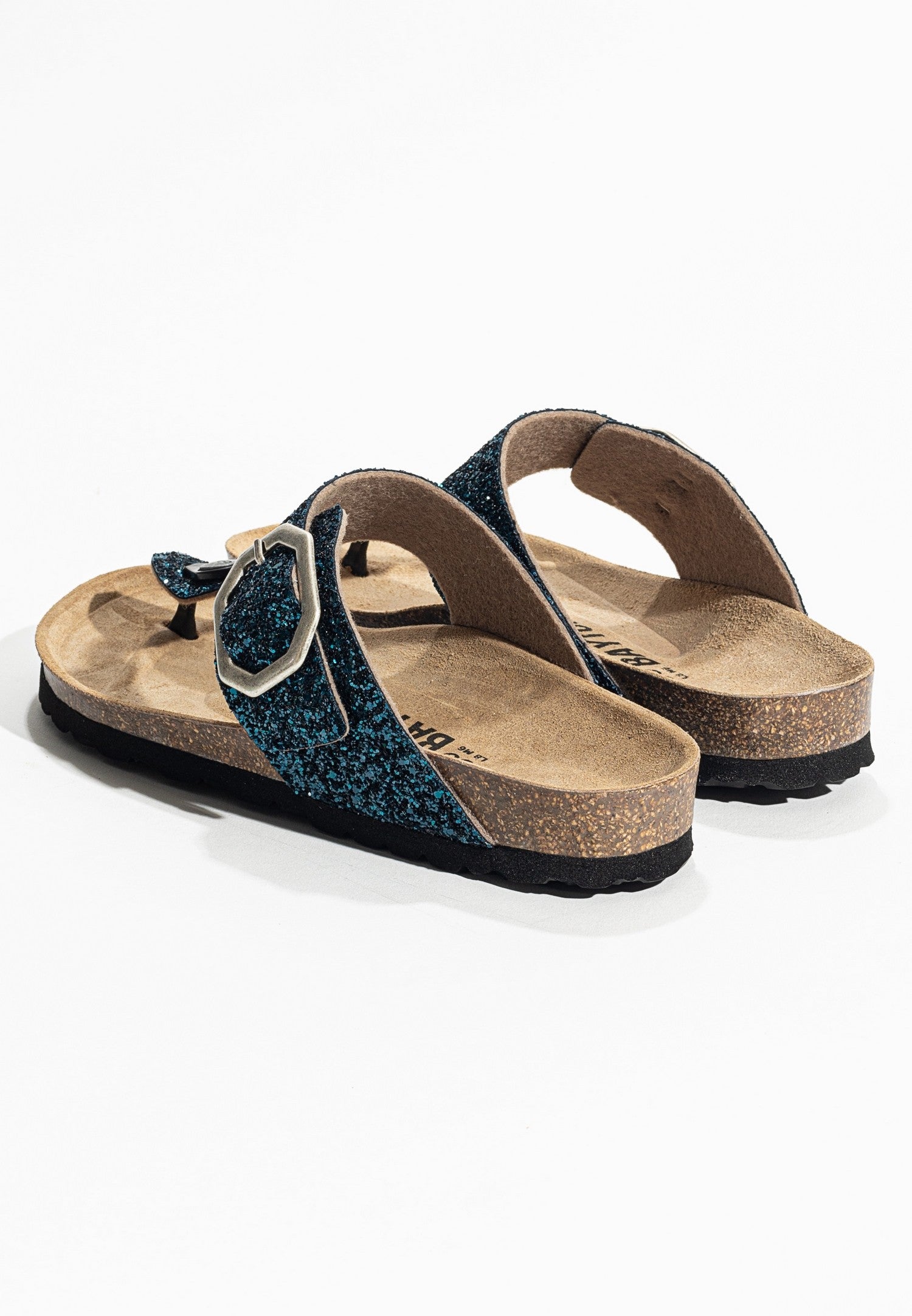 Sandalias con purpurina azul mercurio