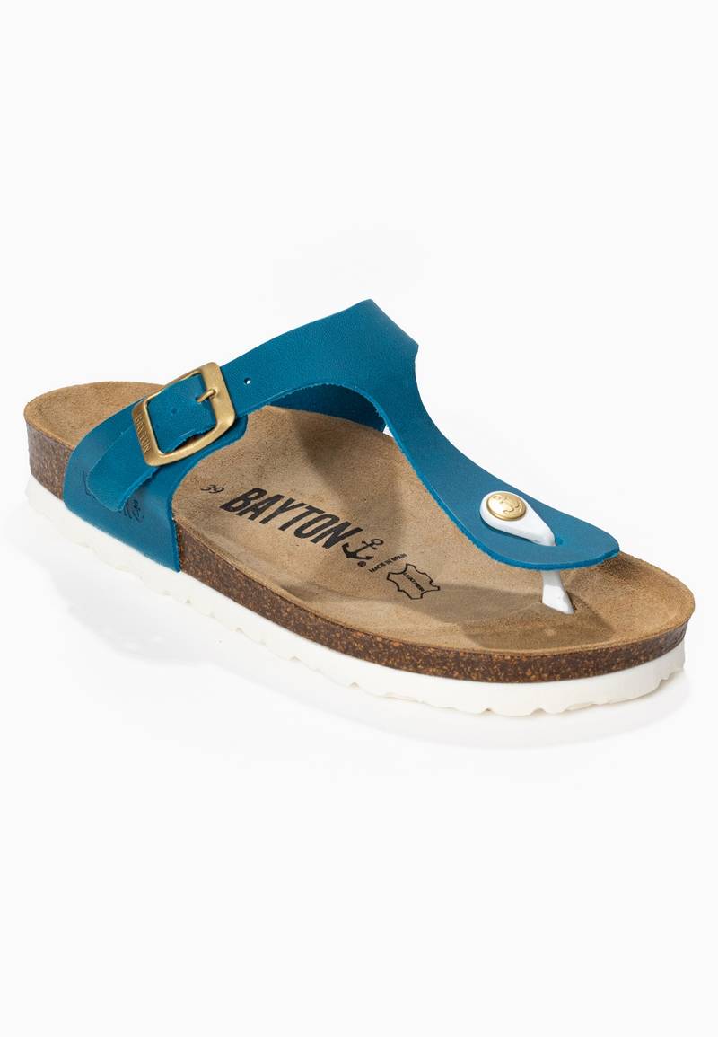 Sandales Mercure Bleu 100% Cuir à Entre-Doigts