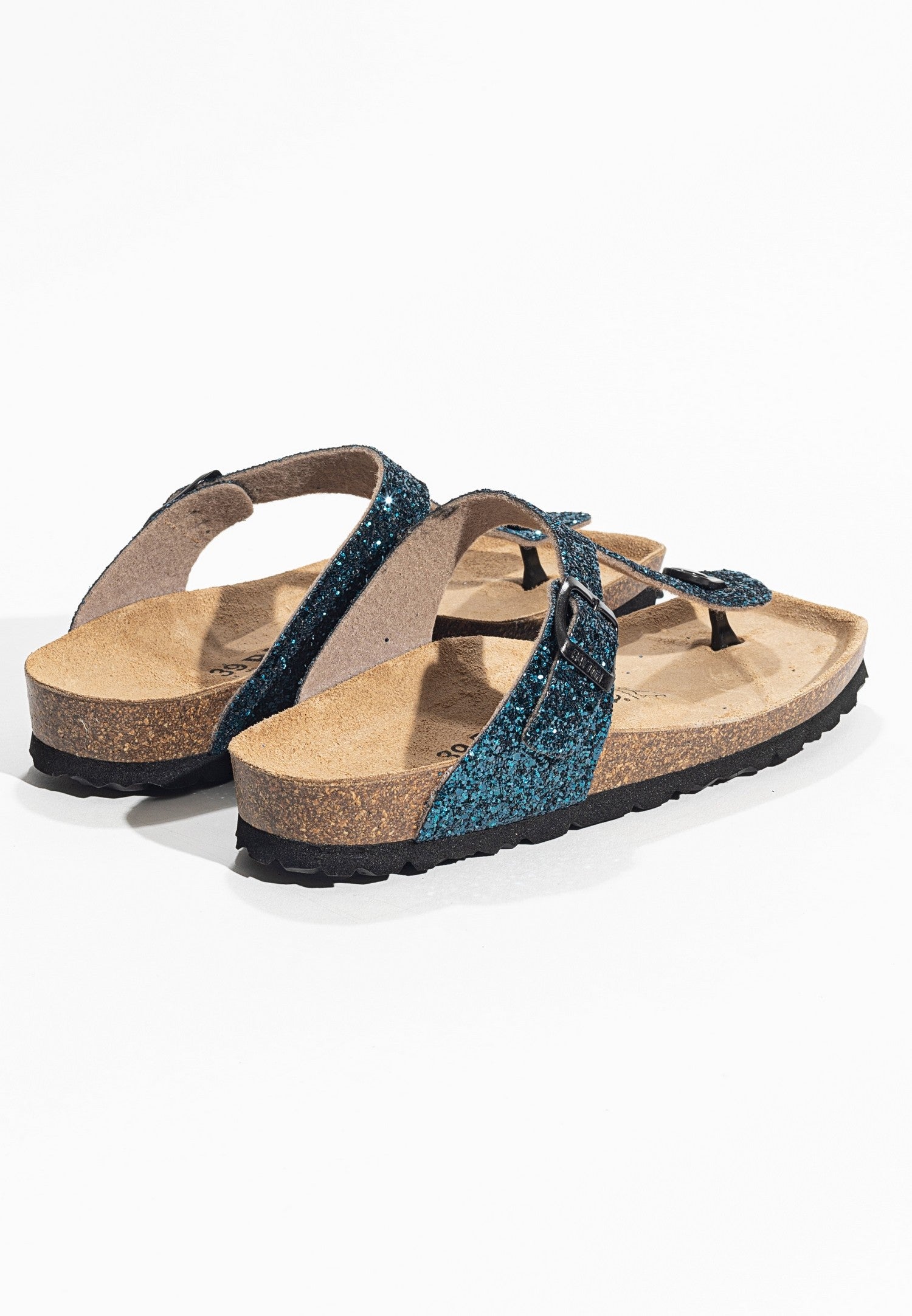 Sandalias con purpurina azul mercurio